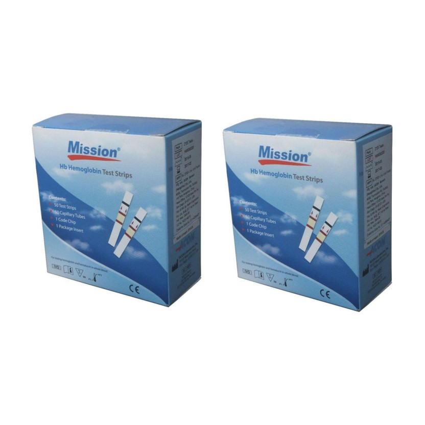 Mission HB (Hemoglobin) 100 Strips Ph Test Strip(4.5 - 25.6)