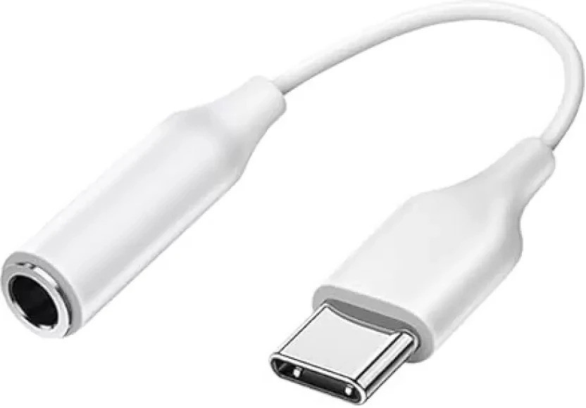 The Electron Bay White Type C to 3.5 mm Audio Jack Connector, Headphone Converter Adapter Phone Converter(iOS, Android)