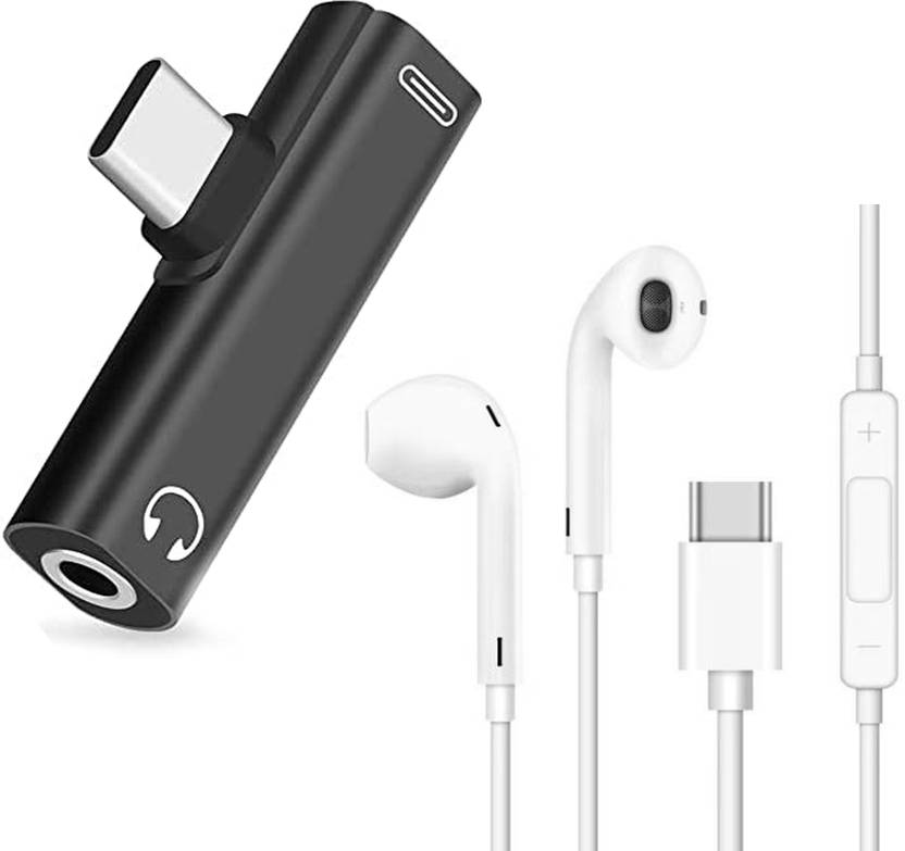 Red Champion Black, White TypeC to 3.5mm Audio Splitter Jack Convertor