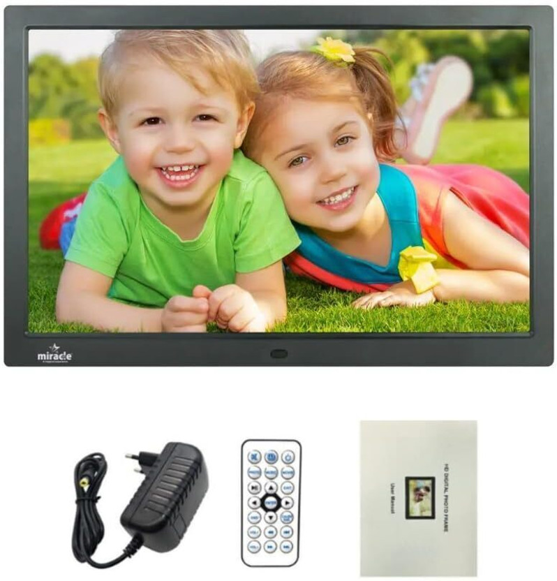 Miracle Digital 17'' Inch HDMI Digital Photo Frame with Photos Slideshow, Video & Audio Support 17 inch Digital Picture Frame, 2 GB RAM, Mirror Glass Finish(8 GB, Black)
