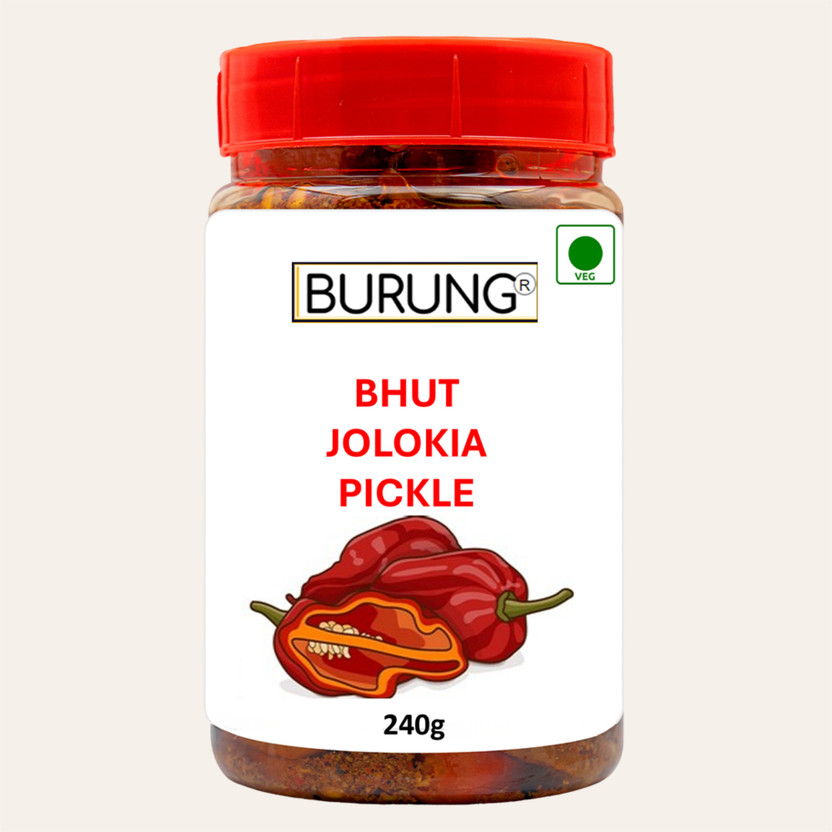 burung BHUT BHOOT JOLOKIA GHOST PEPPER KING CHILLY ACHAR Green Chilli, Red Chilli Pickle(240 g)