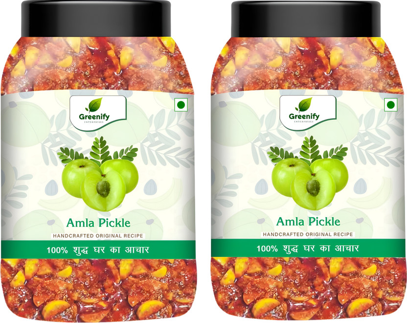 GREENIFY Amla Pickle 100%shuddh Ghar ka Aachar I Handcrafted Orignal Recipe Amla Pickle(2 x 250 g)