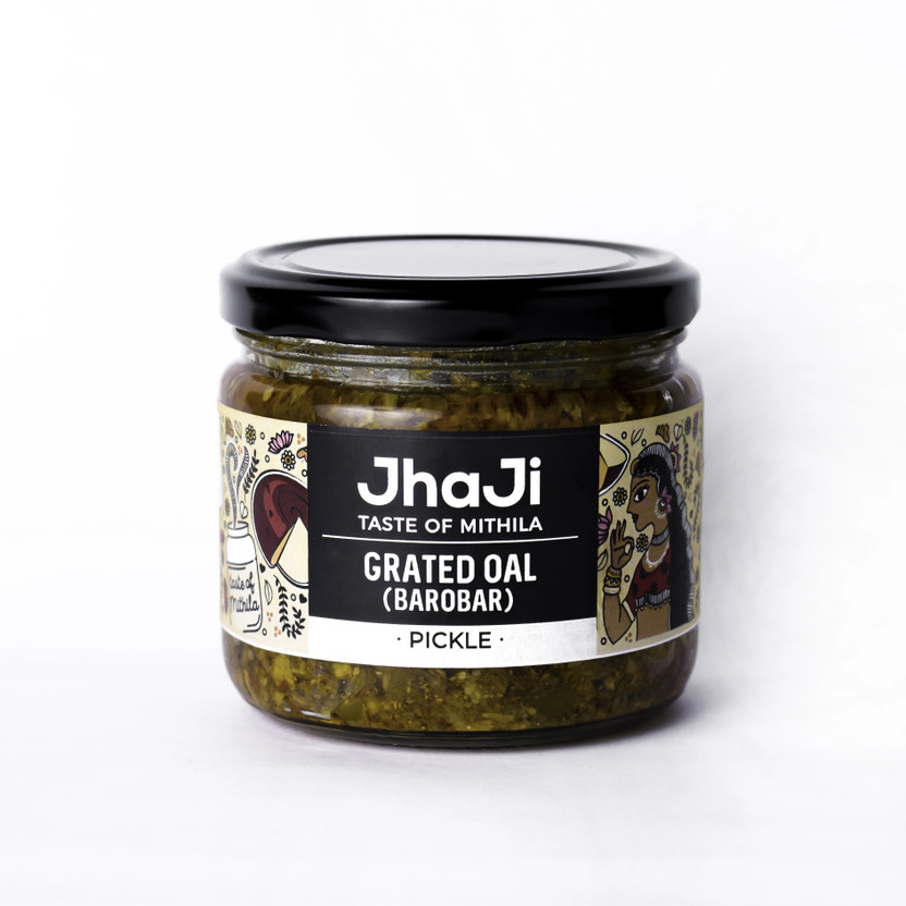 JhaJi Taste of Mithila Oal/Suran Ginger Chilli Mix | Spicy | Sundried, No Preservatives Ginger, Green Chilli Pickle(250 g)