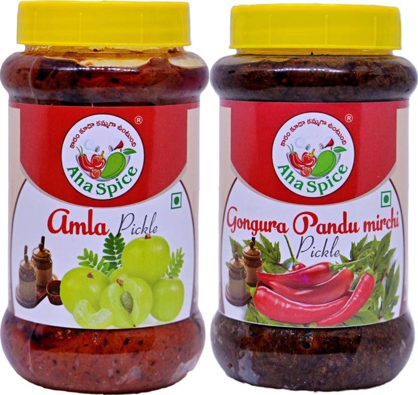 AHA AMLA Pickle 500Grams and GONGURA PANDU MIRCHI Pickle 500Grams