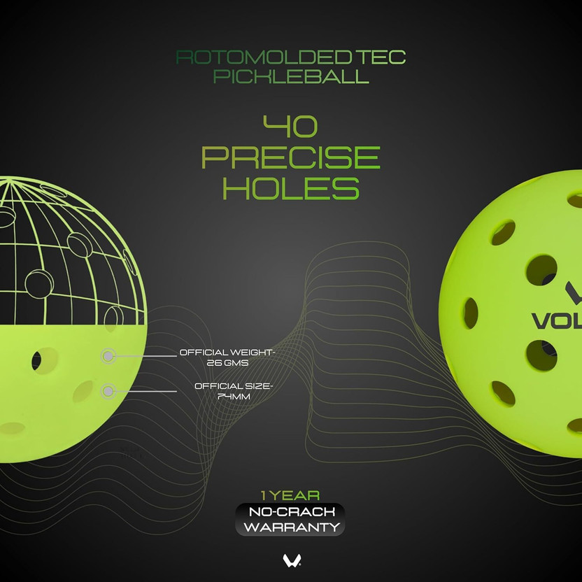 Voltik Roto X1 Outdoor Pickleballs, 40-Hole, Tournament Standard Pickleball Ball(4Balls)