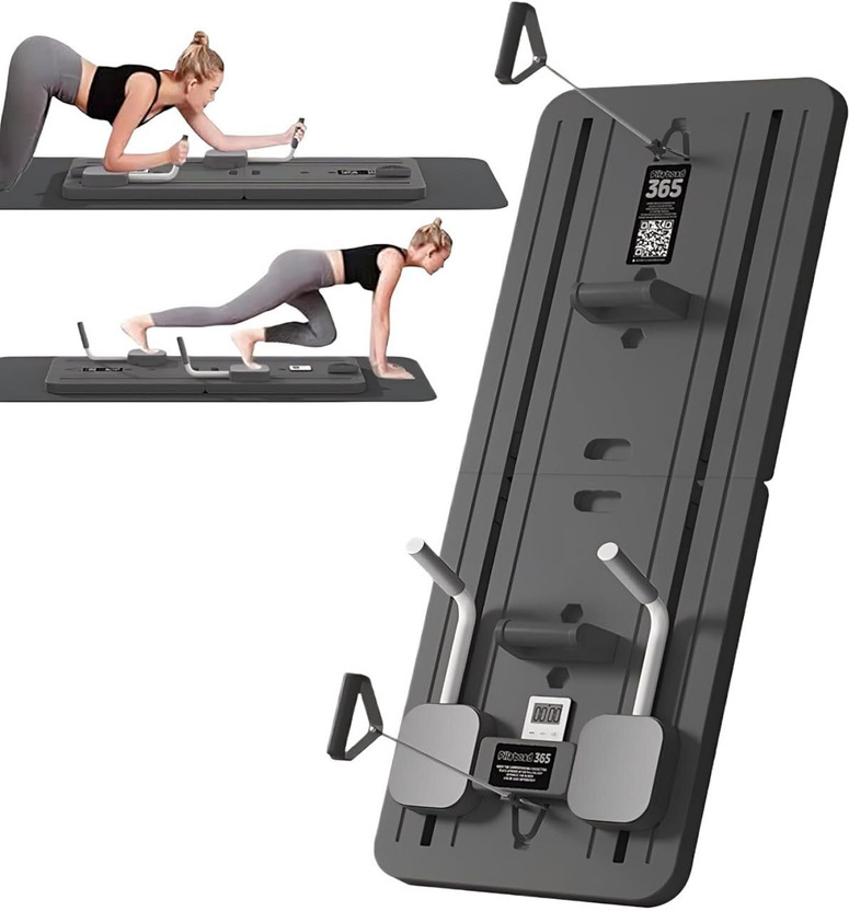 Kripara Sales 5 in 1 Abs Roller with Sliding Workout Board, Resistance Band & Counter Multifunctional Plate | AB Core Trainer with Timer | Foldable Pilates Body Board Pilates Reformer