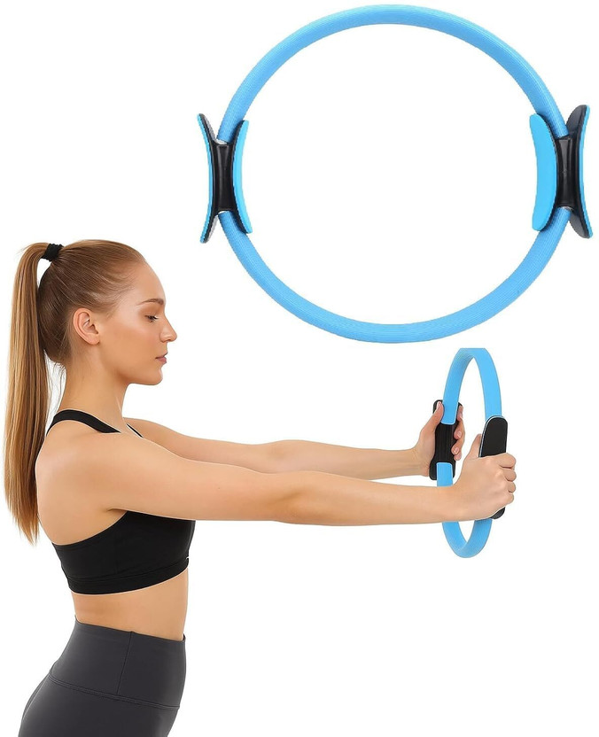 CNT WHOLESALE Double Handled Pilates Ring - Yoga Gym Fitness Exercise Dual Band Circle (PO1) Pilates Ring(Multicolor)
