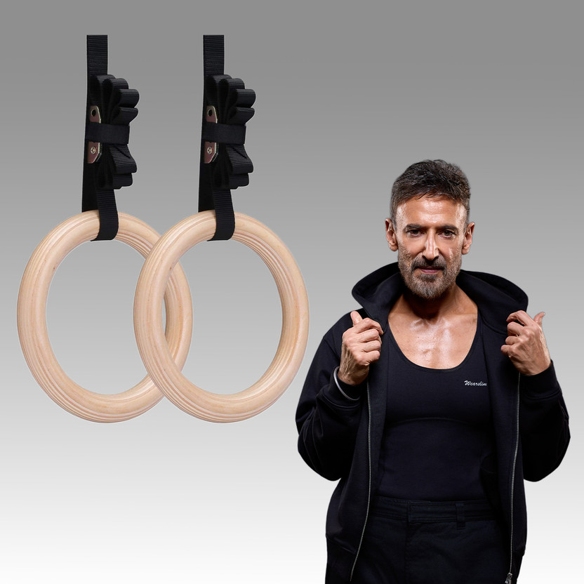 Wearslim Gymnastic Rings|1000 lbs Capacity|14.5ft Adjustable Buckle Straps Pilates Ring(Beige)