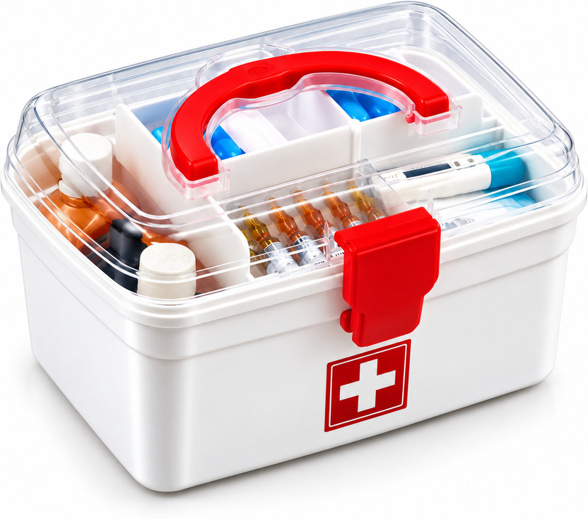 PRINGO PRINGO Plastic Multipurpose First Aid Storage Box with Handle & Secure Lock Pill Box(White) - Flipkart Deal