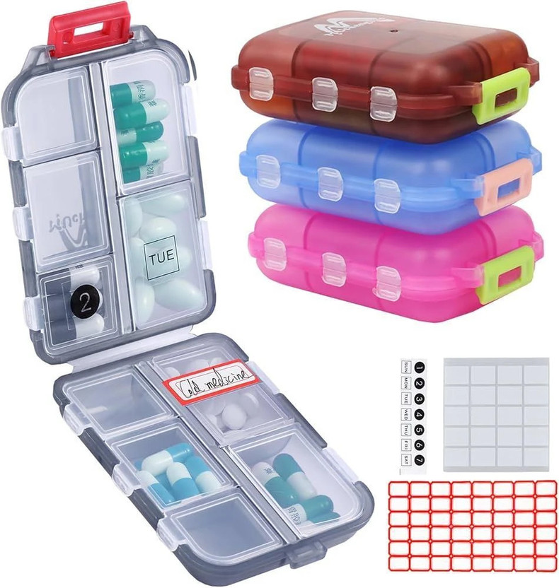 Lumen 7 day Mini Medicine Pill Box Travel Case | Pocket Daily Tablet Capsule Organizer Kit Pill Box(Multicolor)