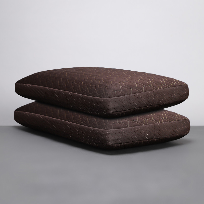 LA VERNE Memory Foam Sleeping Pillow Pack of 2 Geometric Luxury(D.Brown)