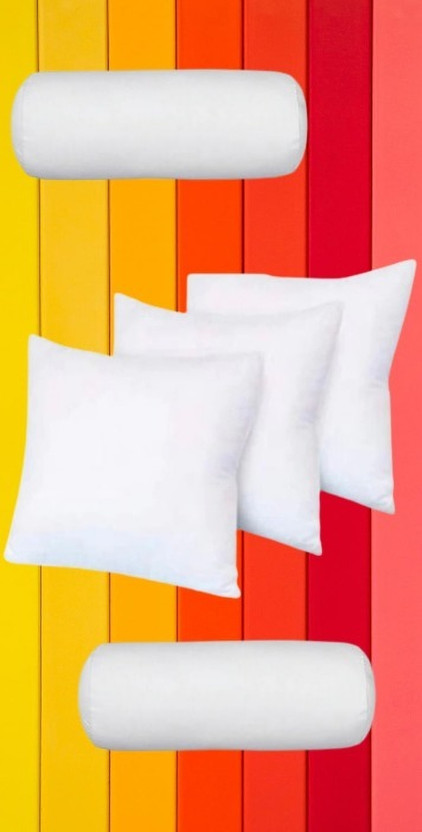 Golden Polyester Fibre Sleeping Pillow Pack of 5 Solid 05 DIWAN SOFA SET (2 BOLSTER + 3 CUSHION)(White)