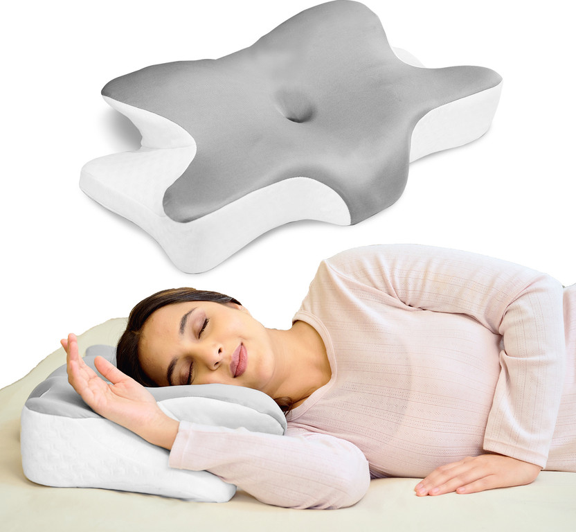 WELLGIVER Memory Foam Cervical Pack of 1 Solid Ergonomic Head and Neck Alignment Design For Neck Pain Relief(Dual Colour)