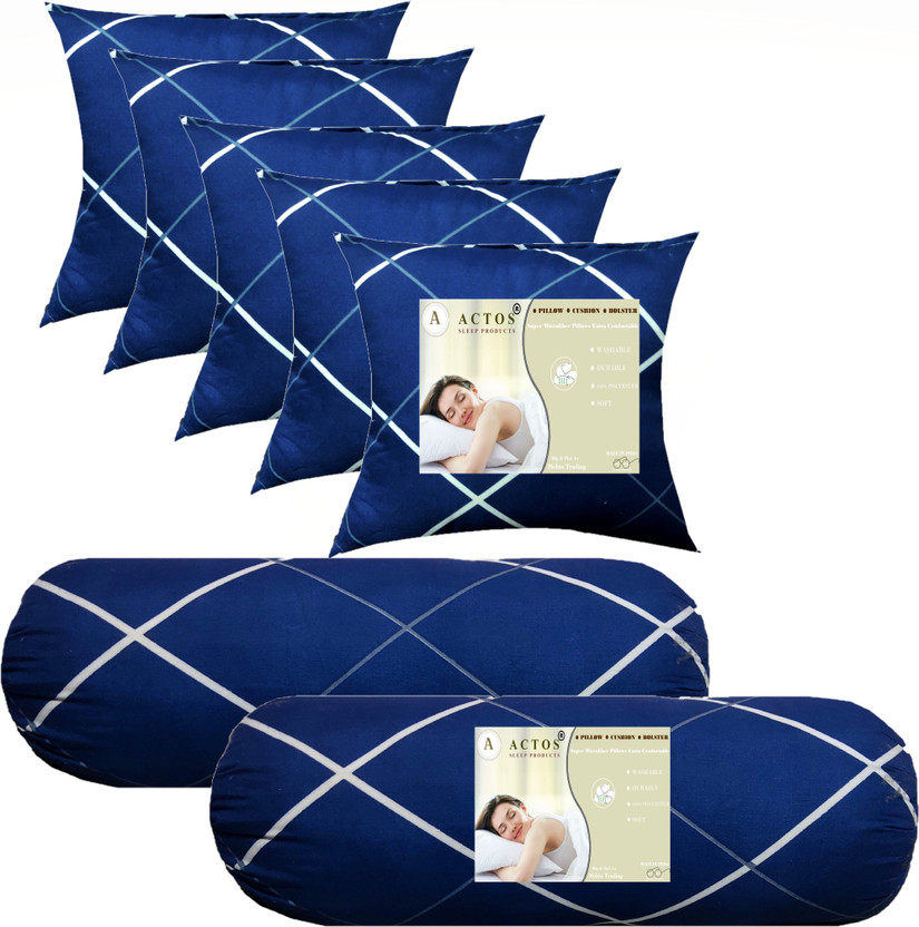 ACTOS Cotton Cushion Pack of 7 Geometric(Dark Blue)