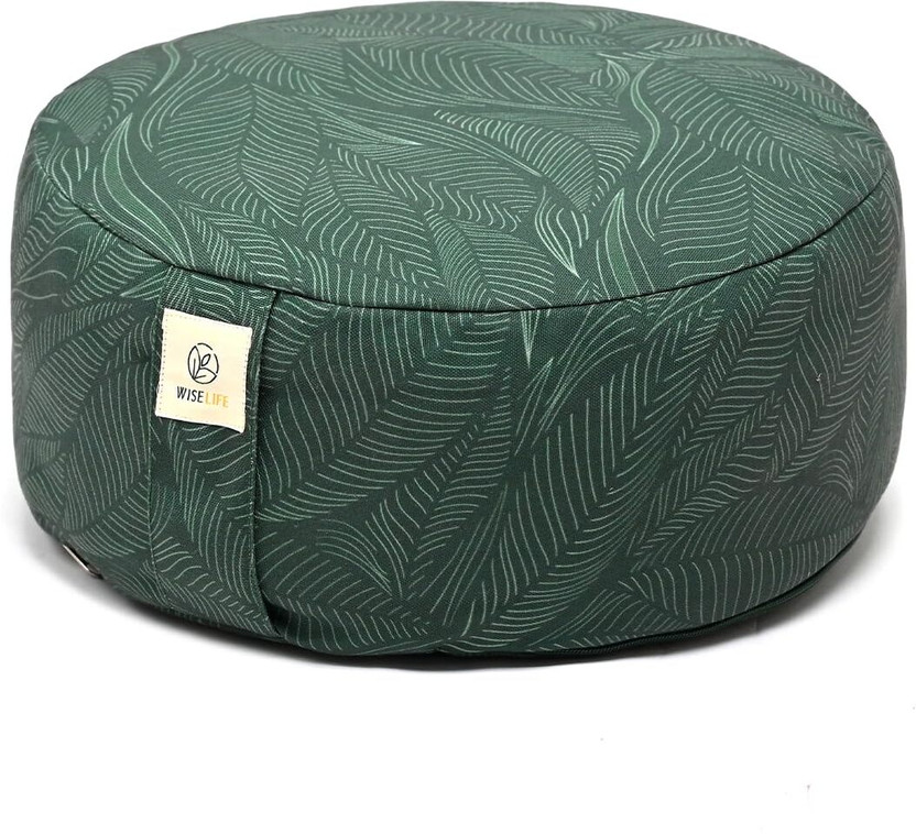 Wiselife Cotton Cushion Pack of 1 Solid Premium Cotton Yoga Meditation Cushion Round Floor Pillow with Carrying Handle -(Green)
