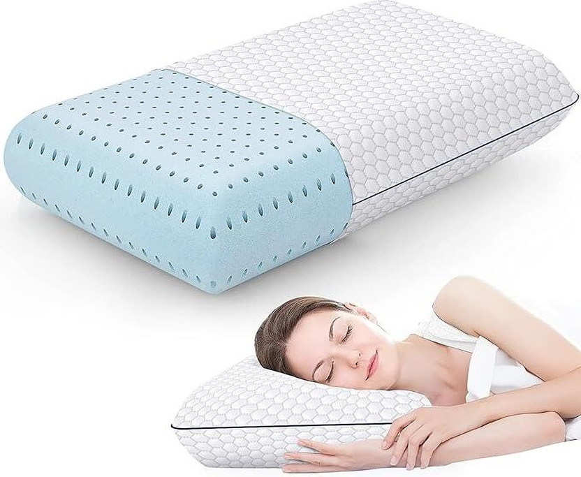 LA VERNE Memory Foam Sleeping Pillow Pack of 1 Geometric Luxury(Silver)