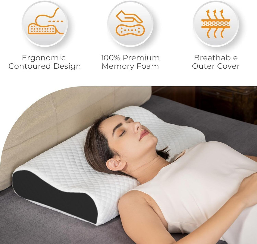 Flipkart SmartBuy Memory Foam Sleeping Pillow Pack of 1 Solid ORTHOPEDIC(Black)