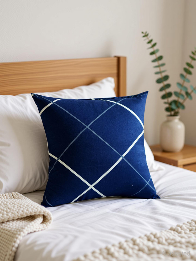 ACTOS Cotton Cushion Pack of 5 Geometric(Dark Blue)