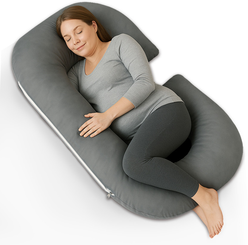 KUBER INDUSTRIES Cotton Pregnancy Pillow Pack of 1 Solid Pillow(Grey)