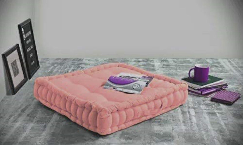 DCT Microfibre Floor Cushion Pack of 1 Solid(Baby PINK)