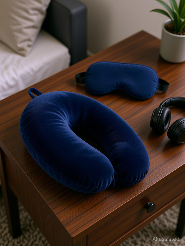 TrendTryst Polyester Fibre Travel Pillow Pack of 1 Nature Fashion(Blue)