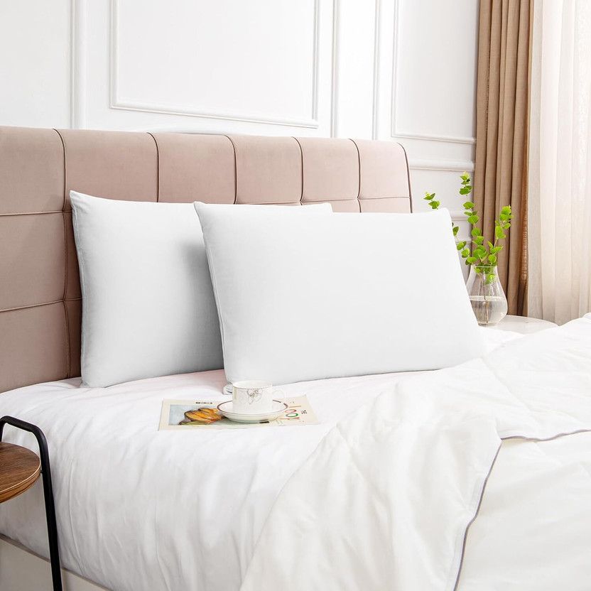 Pain killer ortho mattress Foam Sleeping Pillow Pack of 2 Solid Luxury Pillows for Neck Pain | Soft White(White)