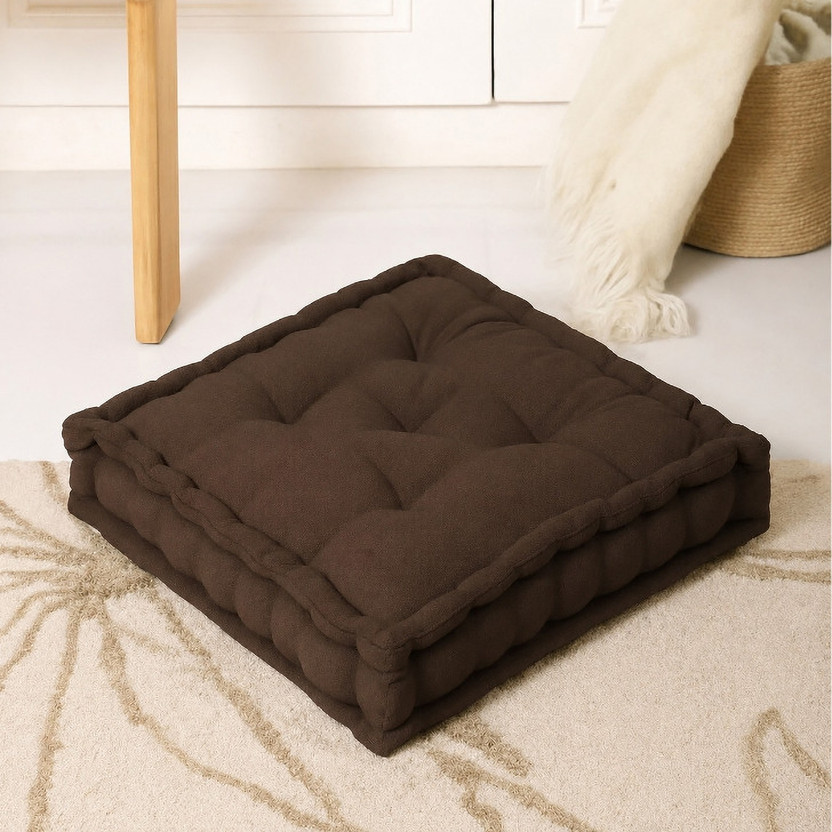 HFH@DECOR Microfibre Floor Cushion Pack of 1 Solid NEW(Brown)