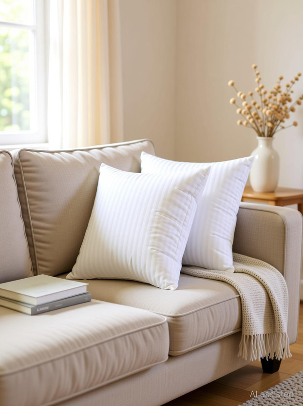 LA VERNE Microfibre Cushion Pack of 3 Stripes(White)