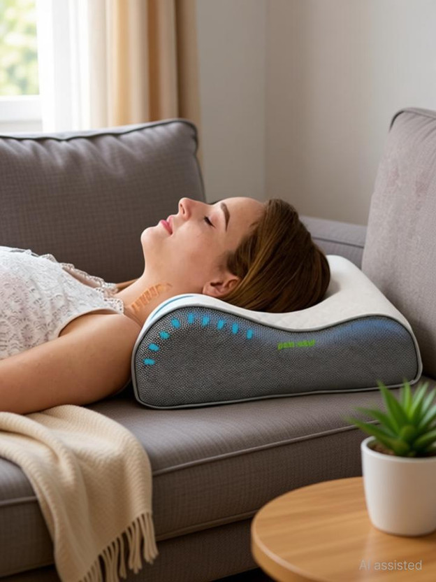 velvure Memory Foam Orthopaedic Pillow Pack of 1 Geometric Cervical Contour Memory Foam Pillow, Stomached, Anti-Snoring, Side Sleepers(Grey)