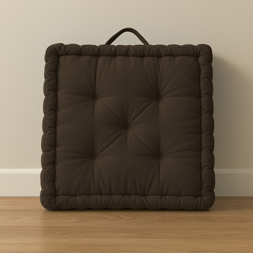 maatrikaa Cotton Floor Cushion Pack of 1 Solid Square-Tatami Cushion for Meditation, Reading, Sitting Room(18x18 Inch)(Rich Brown)