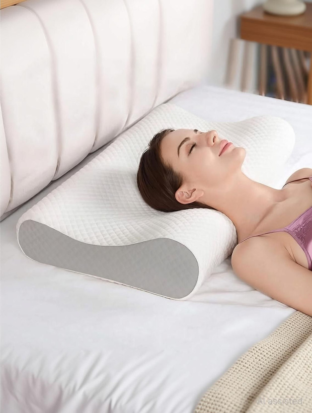 Flipkart Perfect Homes Memory Foam Sleeping Pillow Pack of 1 Solid ORTHOPEDIC(White & Grey)