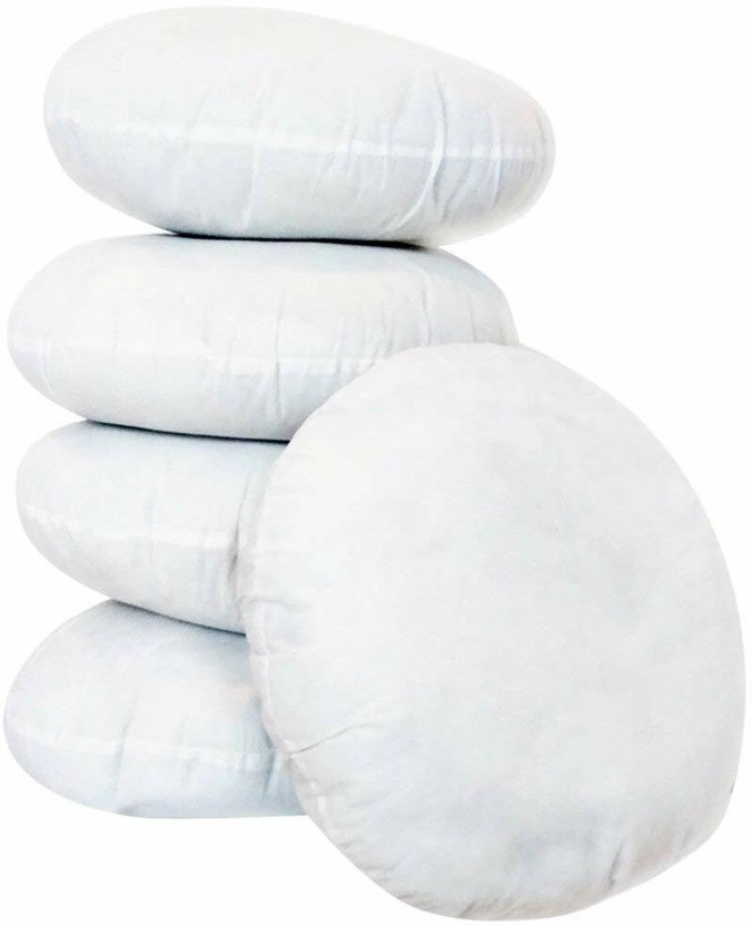 Anita Corporation Microfibre Cushion Pack of 5 Solid Microfiber Round Cushions Filler Inserts For Sofa 16 x 16 inch(White)