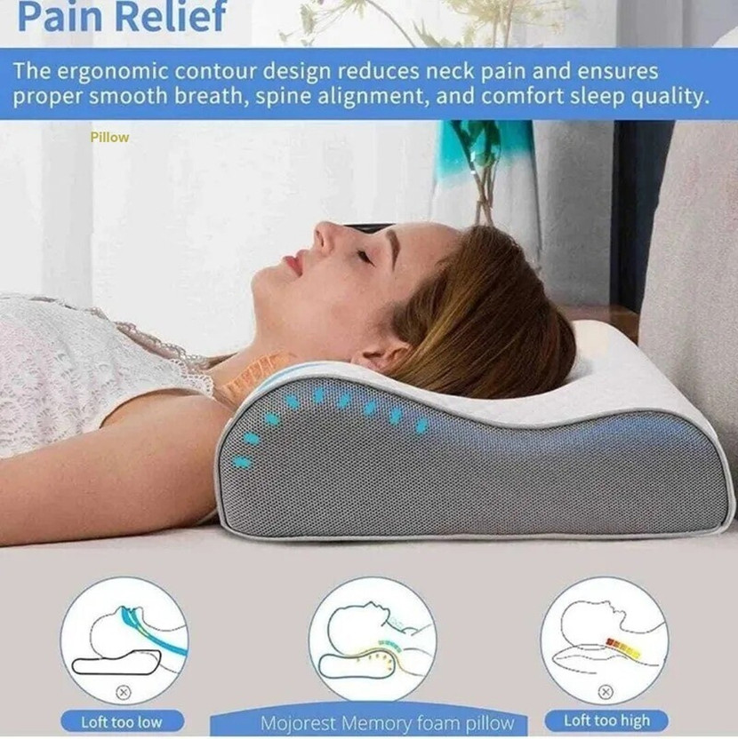 velvure Memory Foam Orthopaedic Pillow Pack of 1 Geometric Cervical Contour Memory Foam Pillow, Stomached, Anti-Snoring, Side Sleepers(Grey)