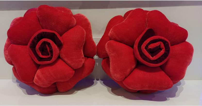 PCT Microfibre Cushion Pack of 2 Floral Flower Collection 30cm*30cm(Red)