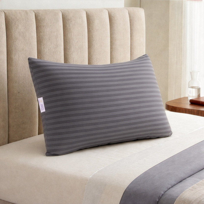 MY ARMOR Microfibre Sleeping Pillow Pack of 1 Stripes microfiber pillow(Grey)