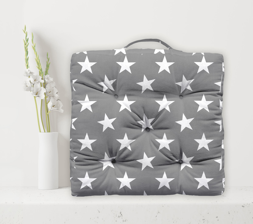 OASIS Cotton Floor Cushion Pack of 1 Abstract(Grey)