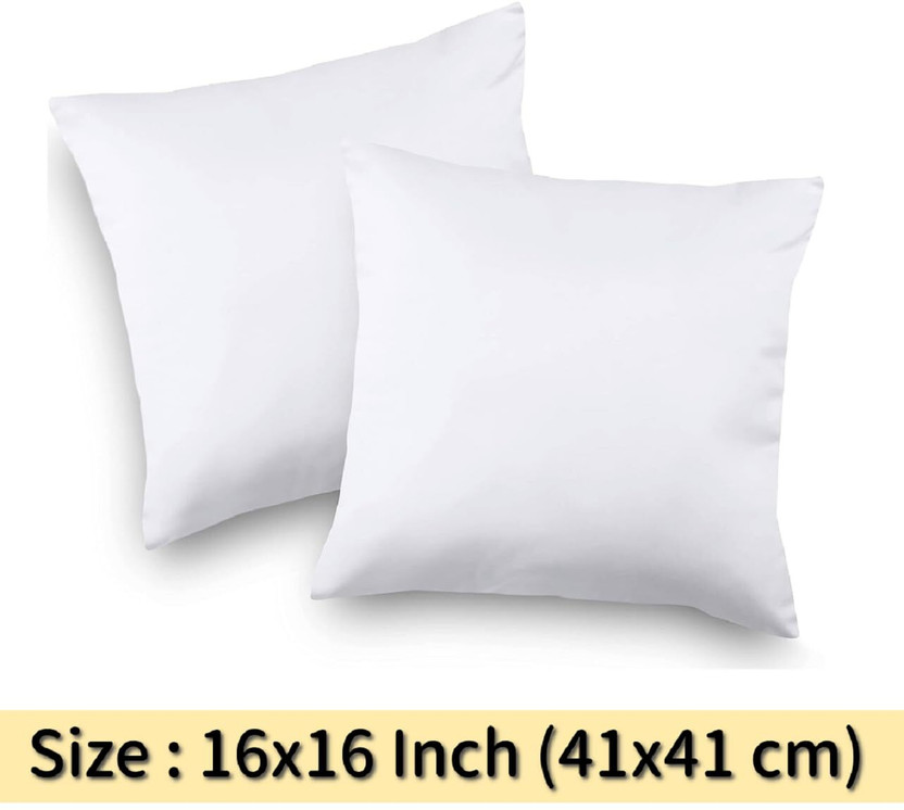 Flipkart SmartBuy Cotton Cushion Pack of 2 Solid sofa pillows 40cm*40cm cushion fillers for sofa pillows (16x16 cm)(White)