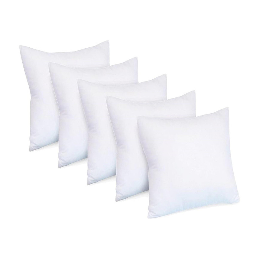 VLYSIUM VLYSIUM PERFECT SLEEPER Polyester Fibre Cushion Pack of 5 Solid sofa pillows 40cm*40cm cushion fillers for sofa pillows (16x16 cm)(White) - Flipkart Deal