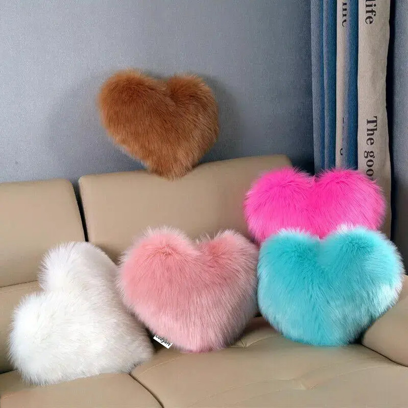 Cozyert Microfibre Cushion Pack of 5 Solid Heart Pillow(Multicolor)