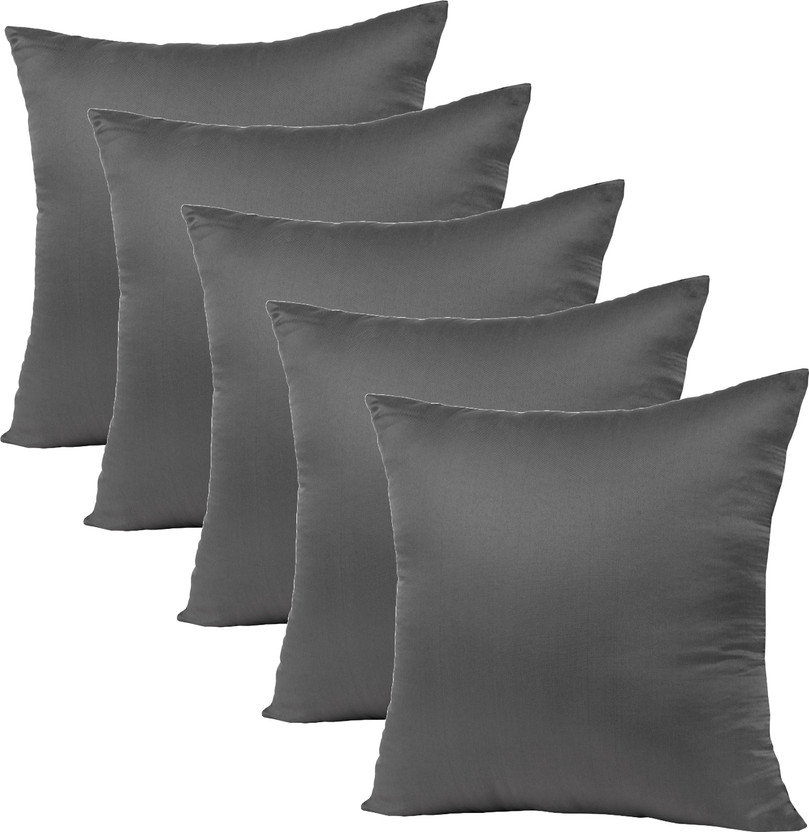 VLYSIUM PERFECT SLEEPER Polyester Fibre Cushion Pack of 5 Solid cushion 14x14 inch set of 5 pillow insert for sofa (35*35 cm)(Grey)