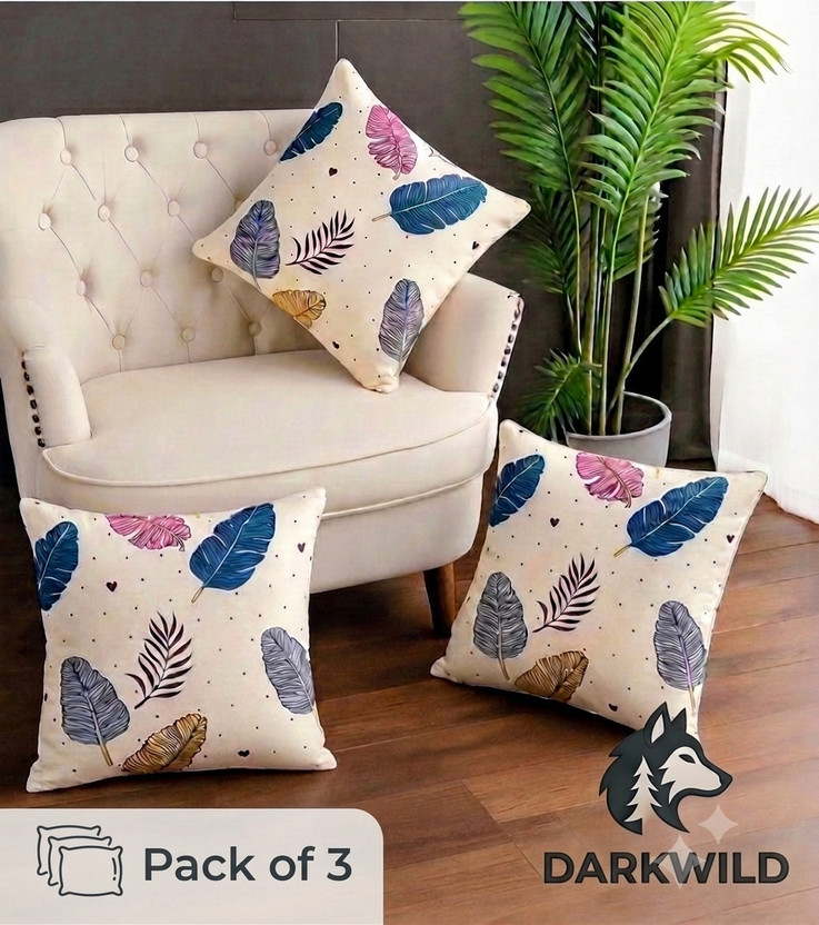 Darkwild Microfibre Cushion Pack of 3 Printed Soft series, Cushio(Multicolor)