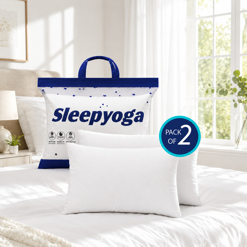 Sleep Sleep Yoga Microfibre Sleeping Pillow Pack of 2 Solid HOME FURNISING(White) - Flipkart Deal