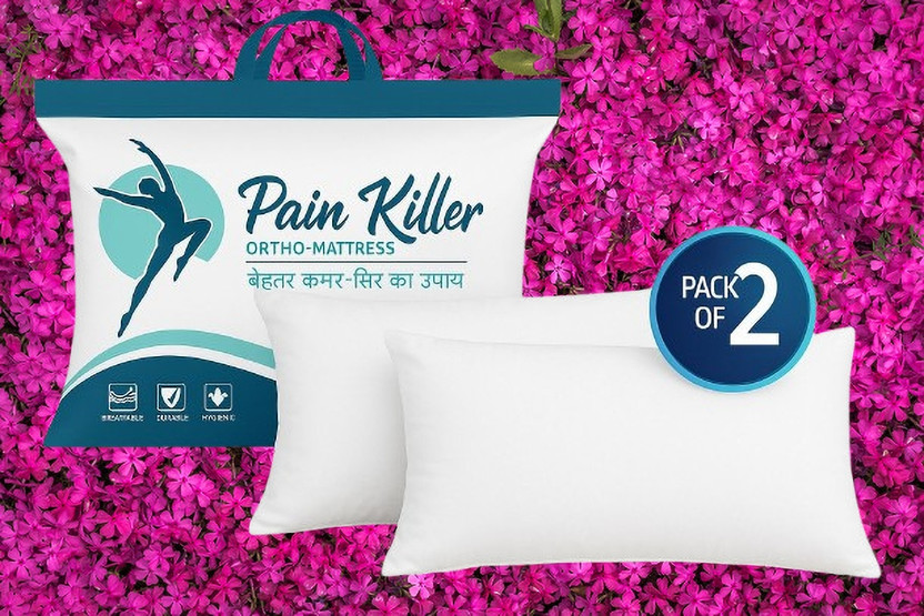 Pain Pain killer ortho mattress Cotton, Microfibre Sleeping Pillow Pack of 2 Nature(White) - Flipkart Deal