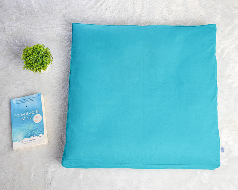 Dhyaan Cotton Floor Cushion Pack of 2 Solid Wisdom Premium Meditation Cushion with Cover - Crafted from 100% Pure(Premium Green)