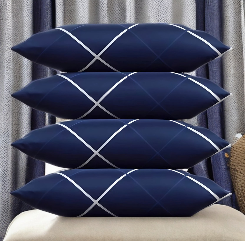 EIRINI Microfibre Sleeping Pillow Pack of 4 Solid LUXURY(Blue)