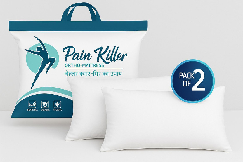 Pain killer ortho mattress Memory Foam Sleeping Pillow Pack of 2 Solid Luxury Memory Foam Geometric Sleeping Pillow(White)