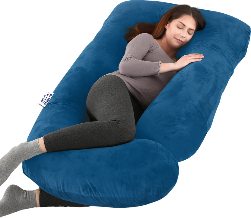 GADDA CO Microfibre Pregnancy Pillow Pack of 1 Solid J Shape Full Body Support Maternity Pillow For Pregnant Women(Navy Blue)