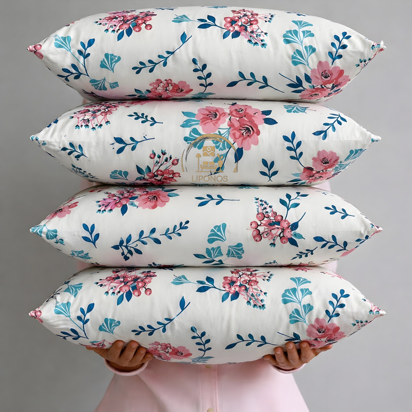 LIPONOS Microfibre Sleeping Pillow Pack of 4 Floral Premium(Multicolor)