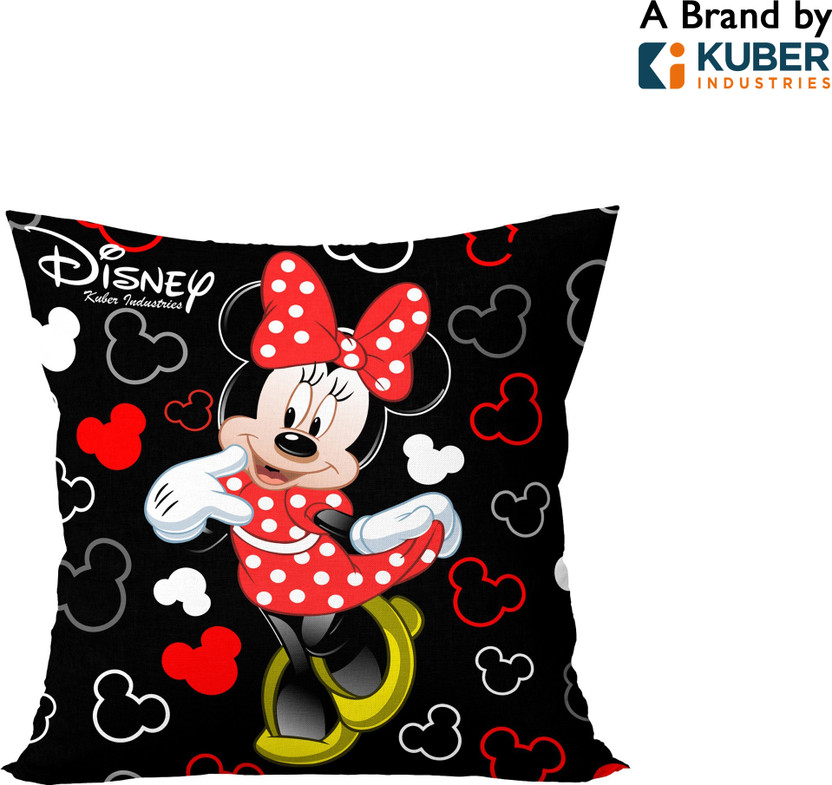 KUBER INDUSTRIES Microfibre Cushion Pack of 1 Toons & Characters(Black)