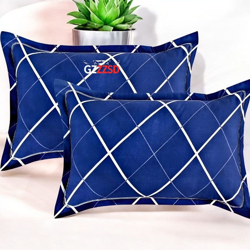 GZZZSD Microfibre Sleeping Pillow Pack of 2 Solid(Blue)